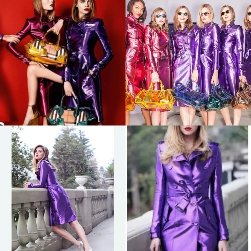 Burberry Prorsum Purple Metallic Trench Coat Runway Collection SUPER RARE 42/ L - Picture 3 of 15
